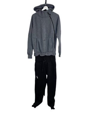 Tuxy Men's Sweatsuit One Piece Tracksuit, 2 Piece, Grey, Black, Lounge, Size M